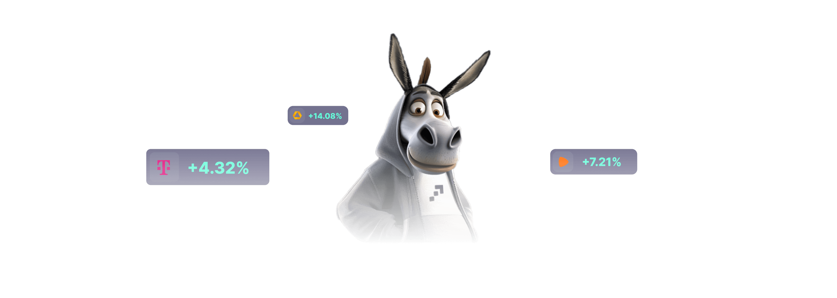 Goldesel-Maskottchen mit Depot- und Trading-Highlights – Werde Teil der Community und skaliere dein Depot